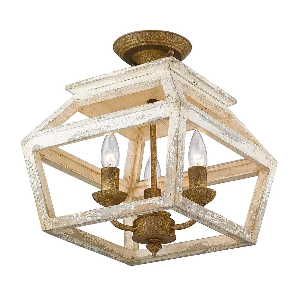 Haiden 12.5 in. 3-Light Burnished Chestnut Semi-Flush Mount by Golden Lighting 3 Haiden 12.5 in. 3-Light Burnished Chestnut Semi-Flush Mount by Golden Lighting