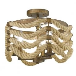 Marissa 14.5 in. 3-Light Burnished Chestnut Semi-Flush Mount by Golden Lighting