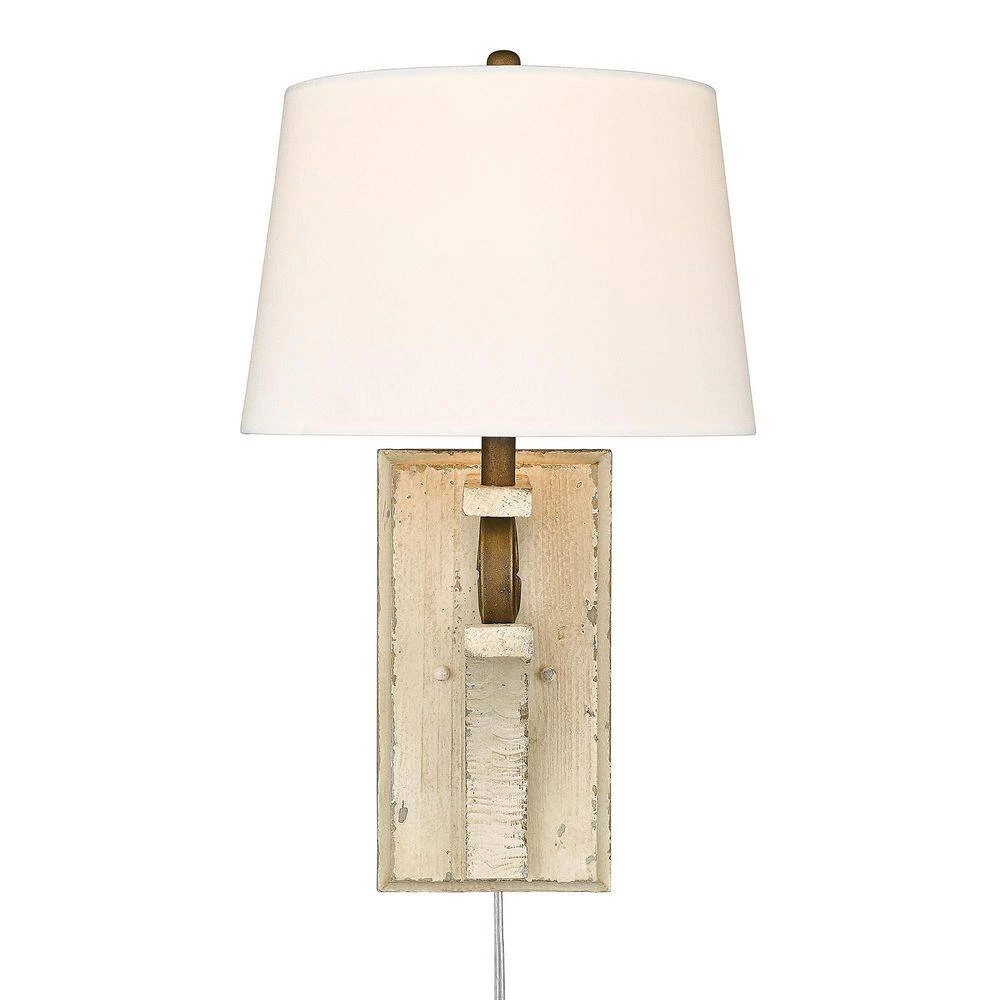 Solay 1-Light Burnished Chestnut Wall Sconce with Ivory Linen Shade by Golden Lighting 4 Solay 1-Light Burnished Chestnut Wall Sconce with Ivory Linen Shade by Golden Lighting - Image 2