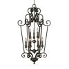 Dalian Collection 9-Light Burnt Sienna 2-Tier Caged Foyer Chandelier by Golden Lighting