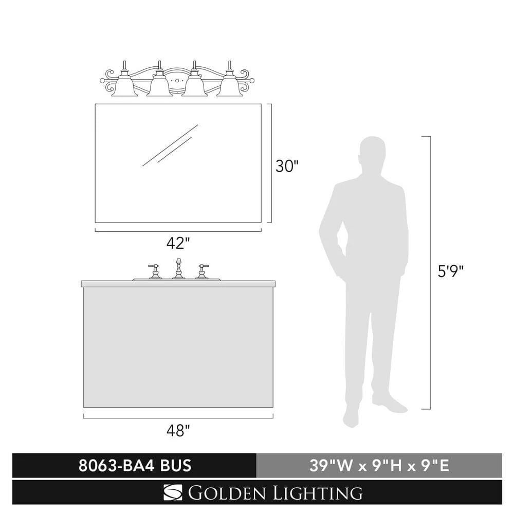 Heartwood Collection 4-Light Burnt Sienna Bath Vanity Light by Golden Lighting 4 Heartwood Collection 4-Light Burnt Sienna Bath Vanity Light by Golden Lighting - Image 2