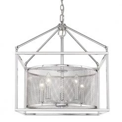 London 5-Light Pendant with Chrome Outer Cage in Chrome by Golden Lighting 10 London 5-Light Pendant with Chrome Outer Cage in Chrome by Golden Lighting -Golden Lighting Shop chrome golden lighting chandeliers 2245 5 ch ch 1f 1000
