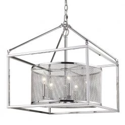 London 5-Light Pendant with Chrome Outer Cage in Chrome by Golden Lighting 9 London 5-Light Pendant with Chrome Outer Cage in Chrome by Golden Lighting -Golden Lighting Shop chrome golden lighting chandeliers 2245 5 ch ch 4f 1000