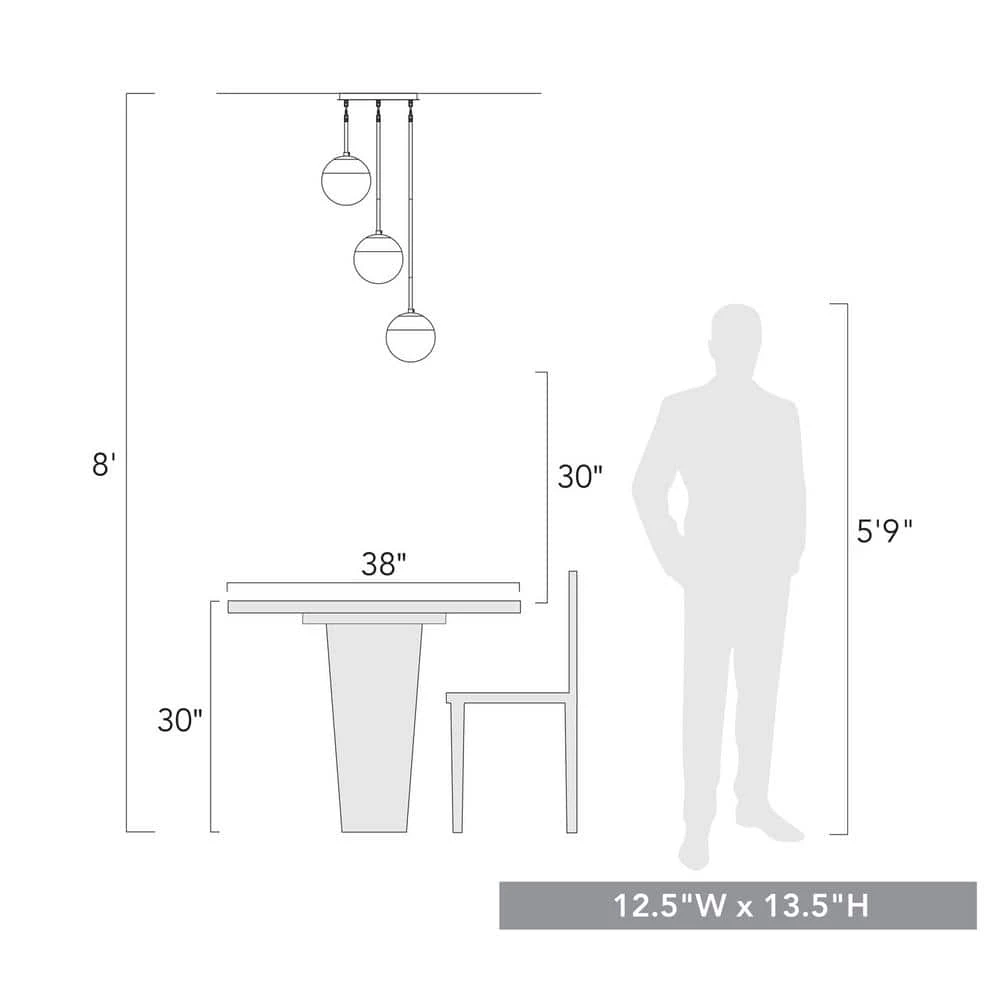 Dixon 3-Light Pendant in Chrome with Clear Glass and Black Cap by Golden Lighting 4 Dixon 3-Light Pendant in Chrome with Clear Glass and Black Cap by Golden Lighting - Image 3