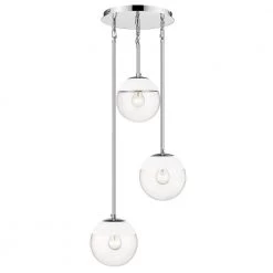 Dixon 3-Light Pendant in Chrome with Clear Glass and White Cap by Golden Lighting