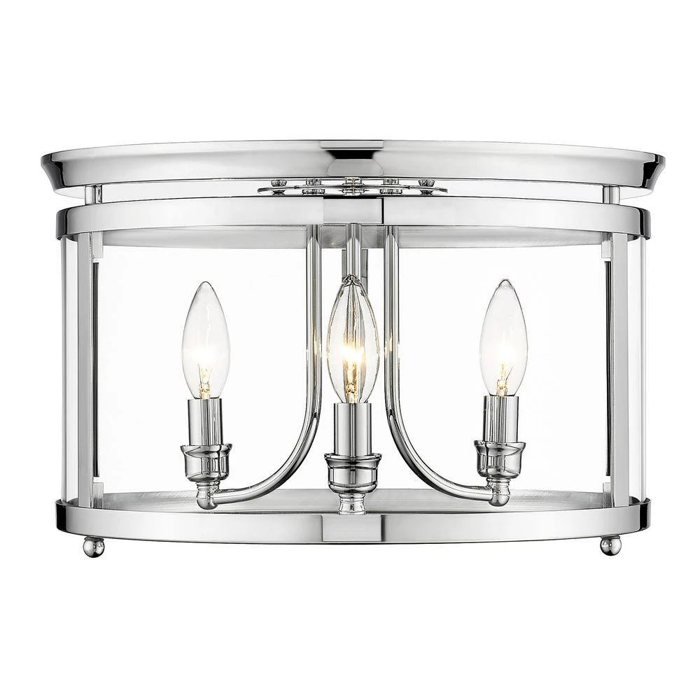 Payton 14.75 in. 3-Light Chrome Flush Mount by Golden Lighting 4 Payton 14.75 in. 3-Light Chrome Flush Mount by Golden Lighting - Image 2