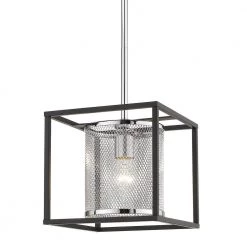 London 11.625 in. 1-Light Chrome Semi-Flush Mount by Golden Lighting -Golden Lighting Shop chrome golden lighting flush mount lights 2245 1sf ch blk 4f 1000