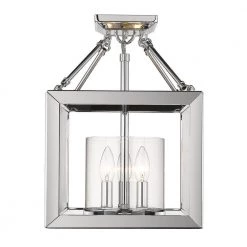 Smyth 3-Light Chrome Lantern Mini Pendant with Glass Shade by Golden Lighting -Golden Lighting Shop chrome golden lighting pendant lights 2074 m3 ch clr 1f 1000
