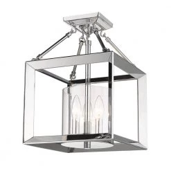 Smyth 3-Light Chrome Lantern Mini Pendant with Glass Shade by Golden Lighting -Golden Lighting Shop chrome golden lighting pendant lights 2074 m3 ch clr 4f 1000
