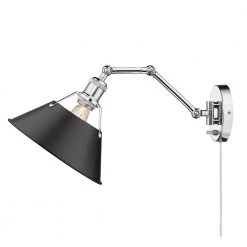 Orwell 9 in. Chrome Sconce by Golden Lighting -Golden Lighting Shop chrome golden lighting vanity lighting 3306 a1w ch blk 1f 1000