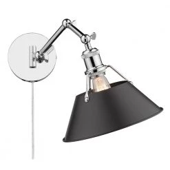 Orwell 9 in. Chrome Sconce by Golden Lighting -Golden Lighting Shop chrome golden lighting vanity lighting 3306 a1w ch blk 4f 1000