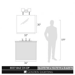 Evette 2-Light Chrome Bath Light by Golden Lighting -Golden Lighting Shop chrome golden lighting vanity lighting 8037 ba2 ch op 44 1000