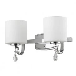 Evette 2-Light Chrome Bath Light by Golden Lighting -Golden Lighting Shop chrome golden lighting vanity lighting 8037 ba2 ch op 4f 1000