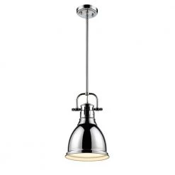 Duncan 1-Light Chrome 8.8 in. Pendant with Chrome Shade by Golden Lighting