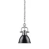 Duncan 1-Light Chrome Mini Pendant with Black Shade (Chain) by Golden Lighting 2 Duncan 1-Light Chrome Mini Pendant with Black Shade (Chain) by Golden Lighting -Golden Lighting Shop chrome with gloss black shade golden lighting pendant lights 3602 m1l ch bk 64 1000
