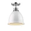 Duncan 1-Light Chrome Flush Mount with White Shade by Golden Lighting 2 Duncan 1-Light Chrome Flush Mount with White Shade by Golden Lighting -Golden Lighting Shop chrome with gloss white shade golden lighting flush mount lights 3602 fm ch wh 64 1000