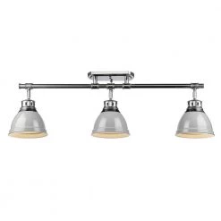 Duncan Collection 3-Light Chrome Semi-Flush Mount with Gray Shade by Golden Lighting -Golden Lighting Shop chrome with gray shade golden lighting flush mount lights 3602 3sf ch gy 1f 1000