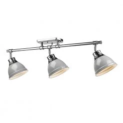 Duncan Collection 3-Light Chrome Semi-Flush Mount with Gray Shade by Golden Lighting -Golden Lighting Shop chrome with gray shade golden lighting flush mount lights 3602 3sf ch gy 4f 1000