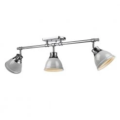 Duncan Collection 3-Light Chrome Semi-Flush Mount with Gray Shade by Golden Lighting