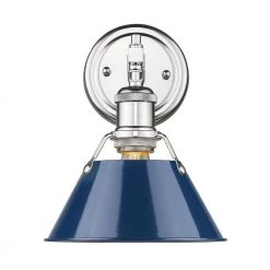 Orwell 1-Light Chrome with Navy Shade Bath Vanity by Golden Lighting