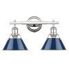 Orwell 2-Light Chrome with Navy Shade Bath Vanity Light by Golden Lighting -Golden Lighting Shop chrome with navy shade golden lighting vanity lighting 3306 ba2 ch nvy 64 1000