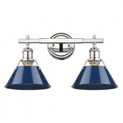 Orwell 2-Light Chrome with Navy Shade Bath Vanity Light by Golden Lighting 7 Orwell 2-Light Chrome with Navy Shade Bath Vanity Light by Golden Lighting -Golden Lighting Shop chrome with navy shade golden lighting vanity lighting 3306 ba2 ch nvy c3 1000