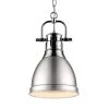 Duncan 1-Light Chrome Standard Mini Pendant with Metal Shade by Golden Lighting
