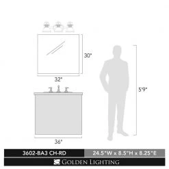 Duncan 3-Light Chrome Bath Light with Red Shade by Golden Lighting -Golden Lighting Shop chrome with red shade golden lighting vanity lighting 3602 ba3 ch rd 1f 1000