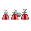 Duncan 3-Light Chrome Bath Light with Red Shade by Golden Lighting 2 Duncan 3-Light Chrome Bath Light with Red Shade by Golden Lighting -Golden Lighting Shop chrome with red shade golden lighting vanity lighting 3602 ba3 ch rd 64 1000
