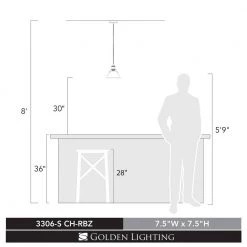 Orwell 1-Light Chrome with Rubbed Bronze Shade Mini Pendant by Golden Lighting -Golden Lighting Shop chrome with rubbed bronze shade golden lighting pendant lights 3306 s ch rbz 4f 1000