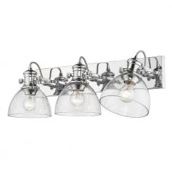 Hines 3-Light Chrome and Seeded Glass Bath Light by Golden Lighting -Golden Lighting Shop chrome with seeded glass shades golden lighting vanity lighting 3118 ba3 ch sd 4f 1000