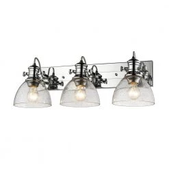 Hines 3-Light Chrome and Seeded Glass Bath Light by Golden Lighting -Golden Lighting Shop chrome with seeded glass shades golden lighting vanity lighting 3118 ba3 ch sd c3 1000