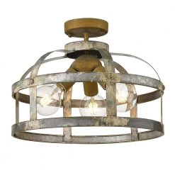 Bavaria 15.875 in. 3-Light Colonial Steel Semi-Flush Mount by Golden Lighting