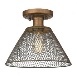 Carver 10 in. 1-Light Copper Patina Semi-Flush Mount by Golden Lighting