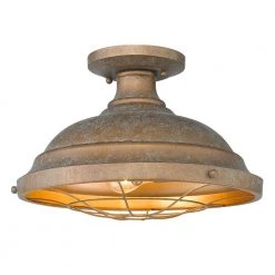 Bartlett 14 in. 2-Light Copper Patina Semi-Flush Mount by Golden Lighting