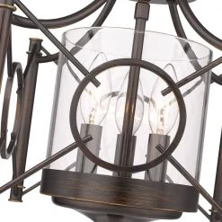 Quincy 10.5 in. 3-Light Cordoban Bronze Clear Glass Semi-Flush Mount by Golden Lighting -Golden Lighting Shop cordoban bronze clear glass golden lighting flush mount lights 3718 sf cdb clr 4f 1000