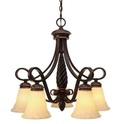 Laurent Collection 5-Light Cordoban Bronze Nook Chandelier by Golden Lighting