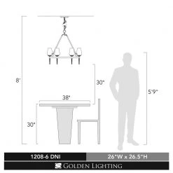 Marcellis 6-Light Dark Natural Iron Chandelier with Clear Glass Shade by Golden Lighting -Golden Lighting Shop dark natural iron golden lighting chandeliers 1208 6 dni 1f 1000