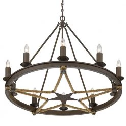 Stokes 10-Light Dark Rust Wagon Wheel Chandelier by Golden Lighting -Golden Lighting Shop dark rust golden lighting chandeliers 1053 10 dr 4f 1000