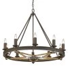Stokes 10-Light Dark Rust Wagon Wheel Chandelier by Golden Lighting -Golden Lighting Shop dark rust golden lighting chandeliers 1053 10 dr 64 1000