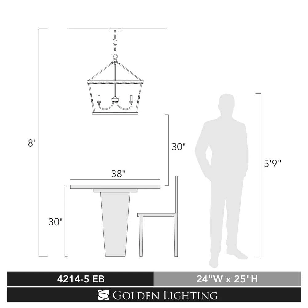 Davenport 5-Light Etruscan Bronze Chandelier by Golden Lighting 7 Davenport 5-Light Etruscan Bronze Chandelier by Golden Lighting - Image 5