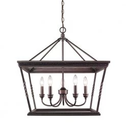 Davenport 5-Light Etruscan Bronze Chandelier by Golden Lighting