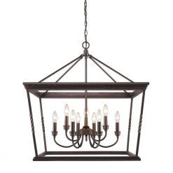 Davenport 9-Light Etruscan Bronze Pendant by Golden Lighting