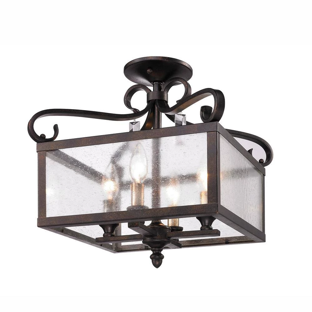 Valencia Collection 4-Light Fired Bronze Semi-Flush Mount/Pendant Convertible by Golden Lighting 7 Valencia Collection 4-Light Fired Bronze Semi-Flush Mount/Pendant Convertible by Golden Lighting - Image 5