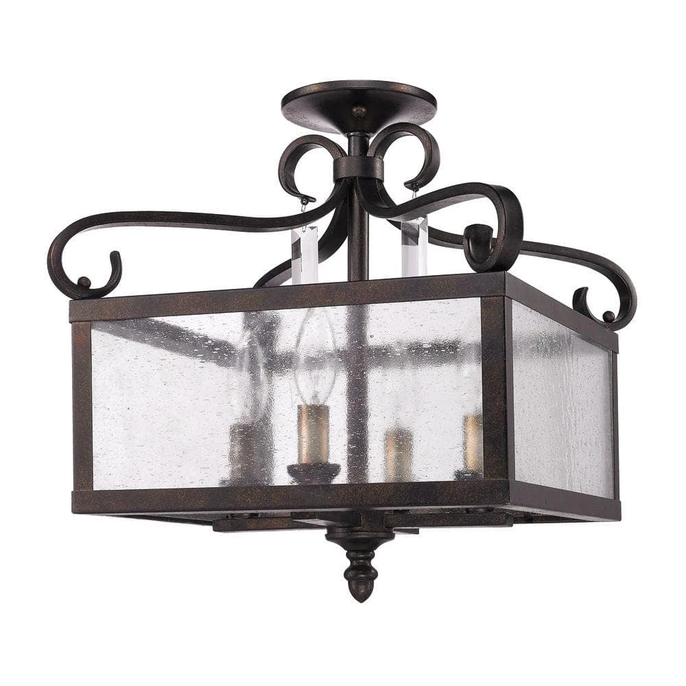 Valencia Collection 4-Light Fired Bronze Semi-Flush Mount/Pendant Convertible by Golden Lighting 3 Valencia Collection 4-Light Fired Bronze Semi-Flush Mount/Pendant Convertible by Golden Lighting