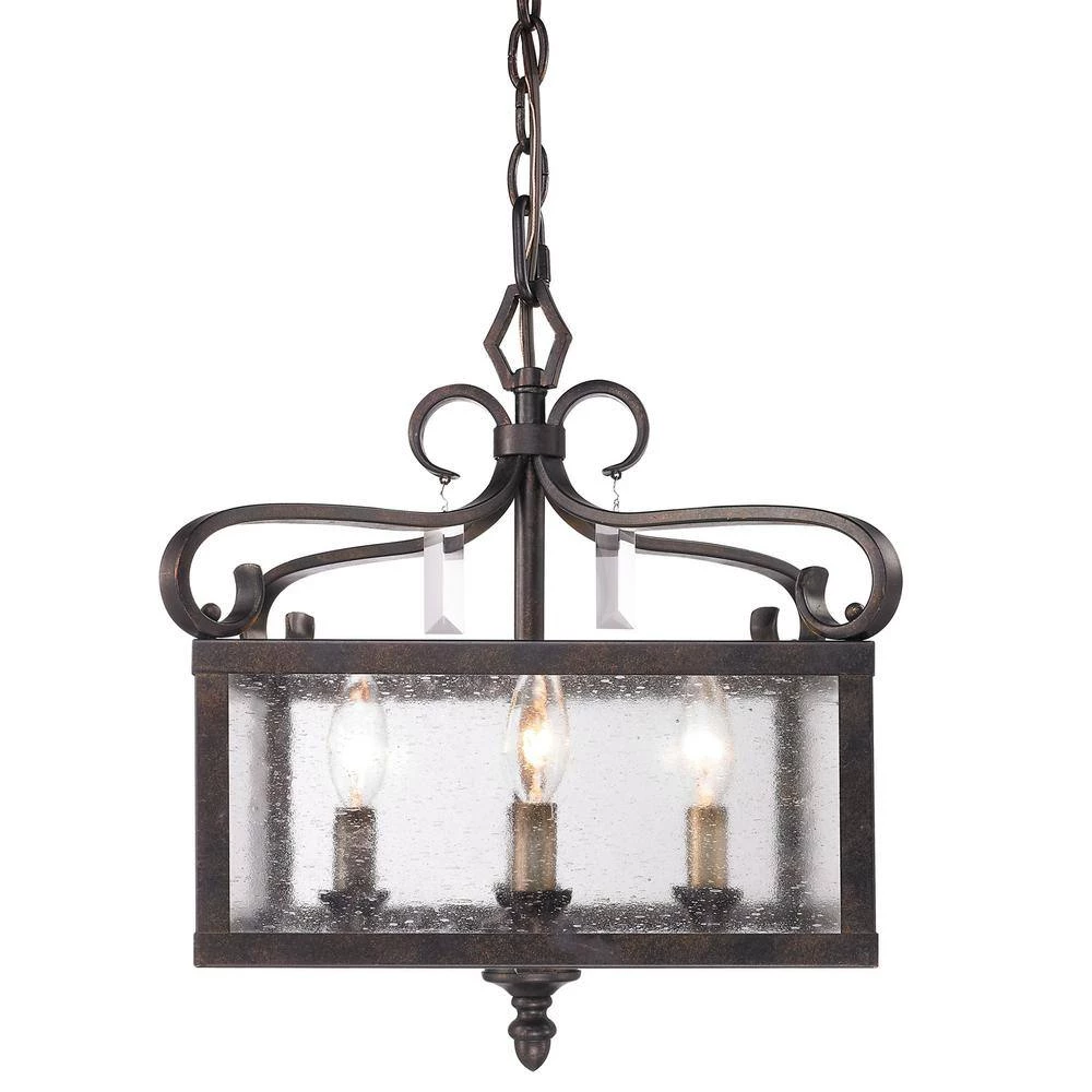 Valencia Collection 4-Light Fired Bronze Semi-Flush Mount/Pendant Convertible by Golden Lighting 4 Valencia Collection 4-Light Fired Bronze Semi-Flush Mount/Pendant Convertible by Golden Lighting - Image 2