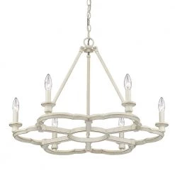 Saxon 6-Light French White Wagon Wheel Chandelier by Golden Lighting -Golden Lighting Shop french white golden lighting chandeliers 5926 6 fw 4f 1000