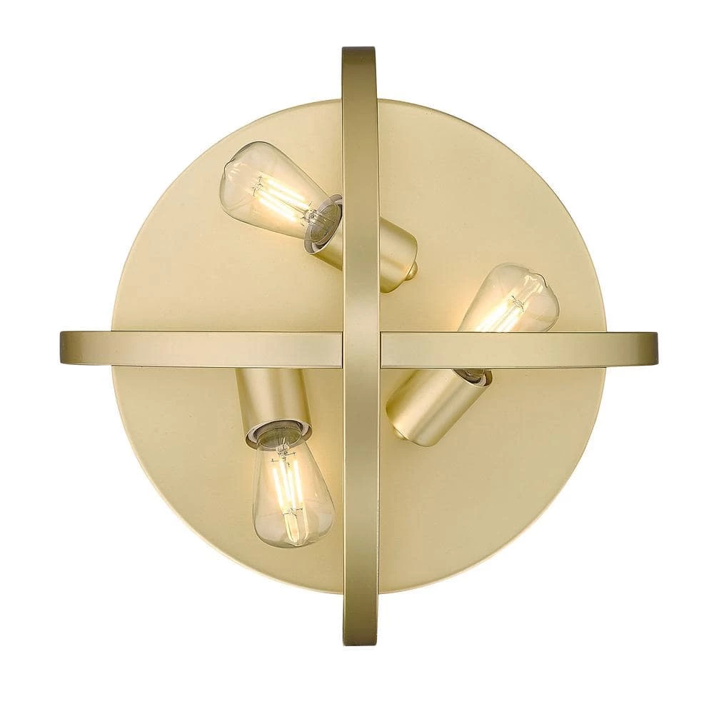 Colson 14.125 in. 3-Light Olympic Gold Flush Mount by Golden Lighting 5 Colson 14.125 in. 3-Light Olympic Gold Flush Mount by Golden Lighting - Image 3