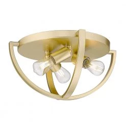 Colson 14.125 in. 3-Light Olympic Gold Flush Mount by Golden Lighting