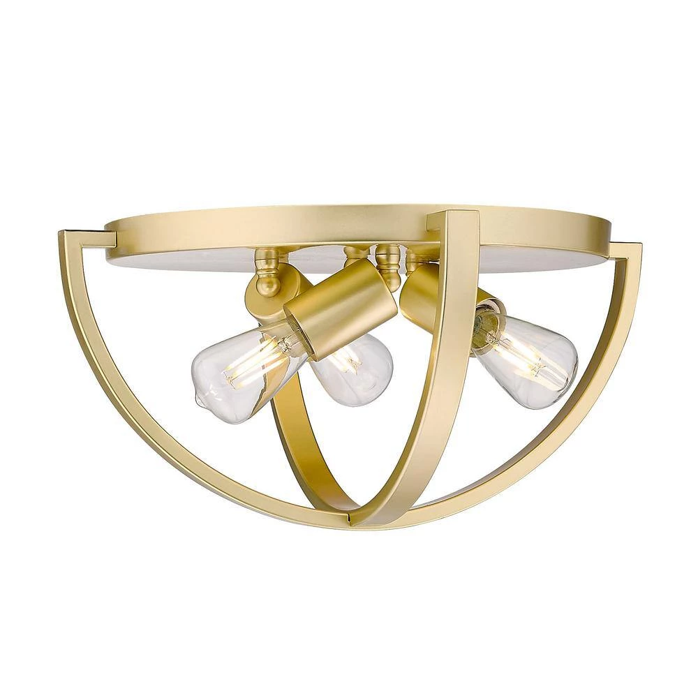 Colson 14.125 in. 3-Light Olympic Gold Flush Mount by Golden Lighting 4 Colson 14.125 in. 3-Light Olympic Gold Flush Mount by Golden Lighting - Image 2
